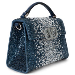 Bolso VSLING MINI RHINESTONE de VALENTINO, de piel azul
