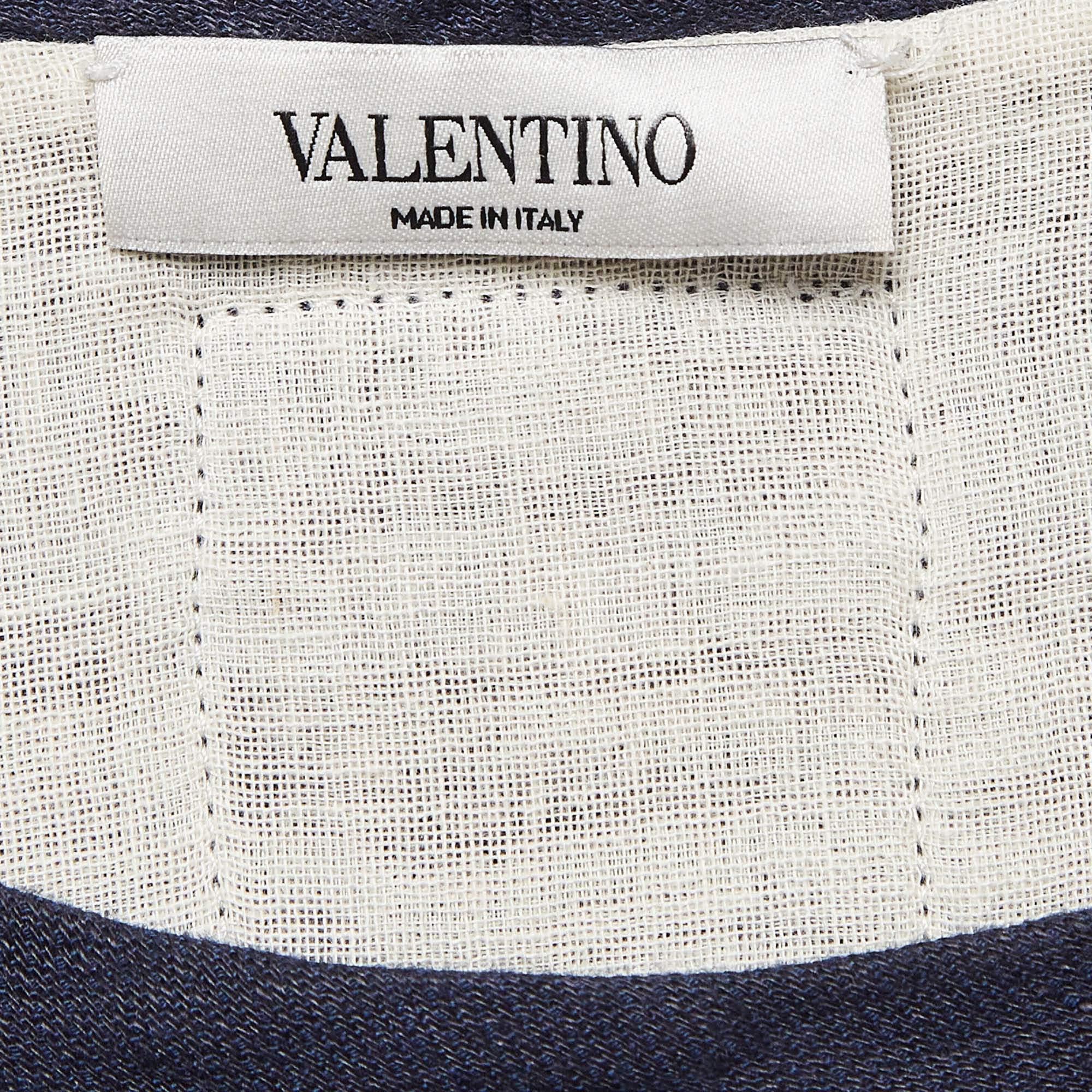 Women's Valentino Blue Linen Blend Applique Detail Sweatshirt XS For Sale