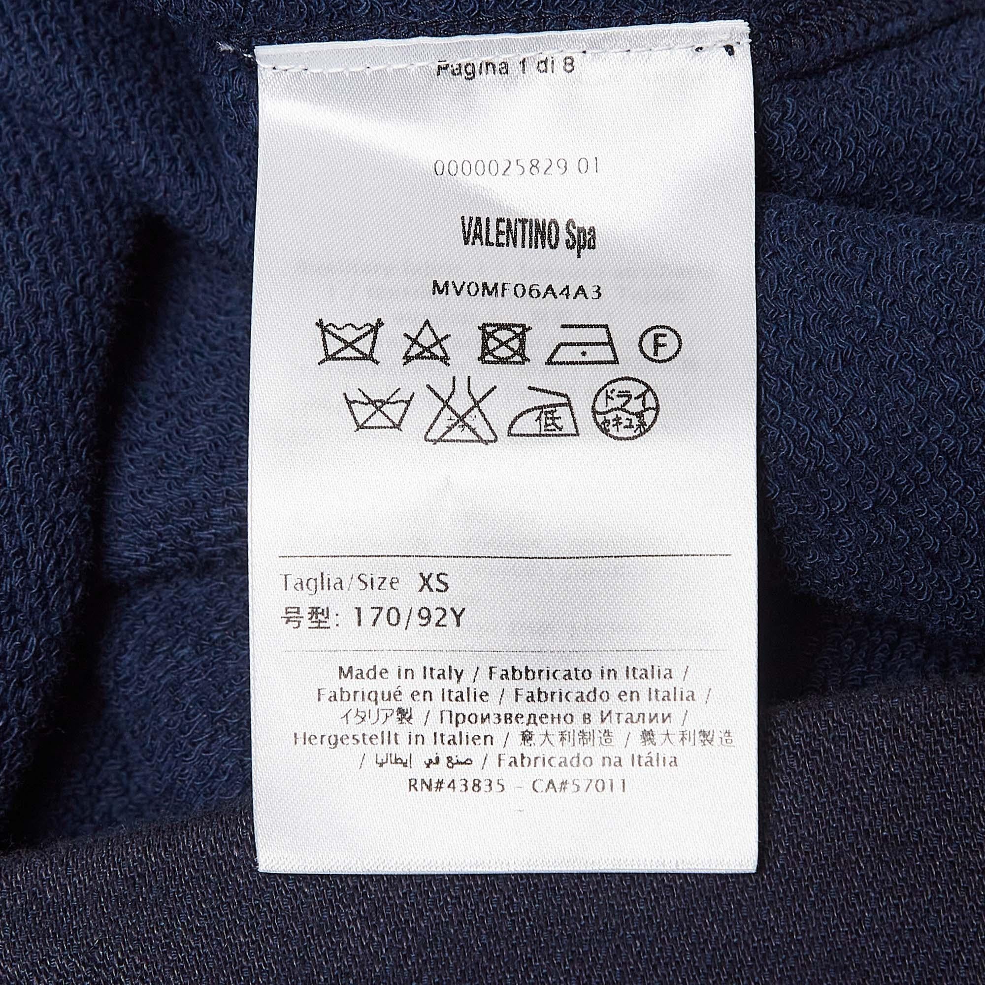 Valentino Blue Linen Blend Applique Detail Sweatshirt XS For Sale 1