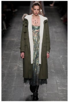 Valentino Blue & Metallic Gold Lace Party Dress 2016