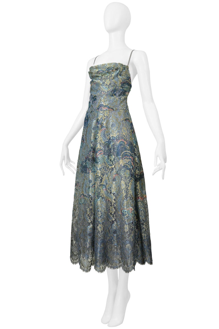 white and gold blue and black dress for sale Valentino Metallic Lace Party 2016 at 1stDibs CNY