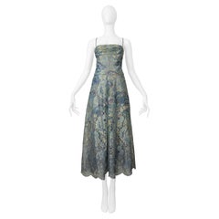 Valentino Vestito da festa 2016 in pizzo blu e oro metallizzato