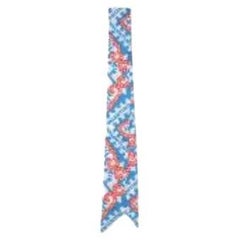 Valentino Blue, orange & white logo silk twill bandeau scarf