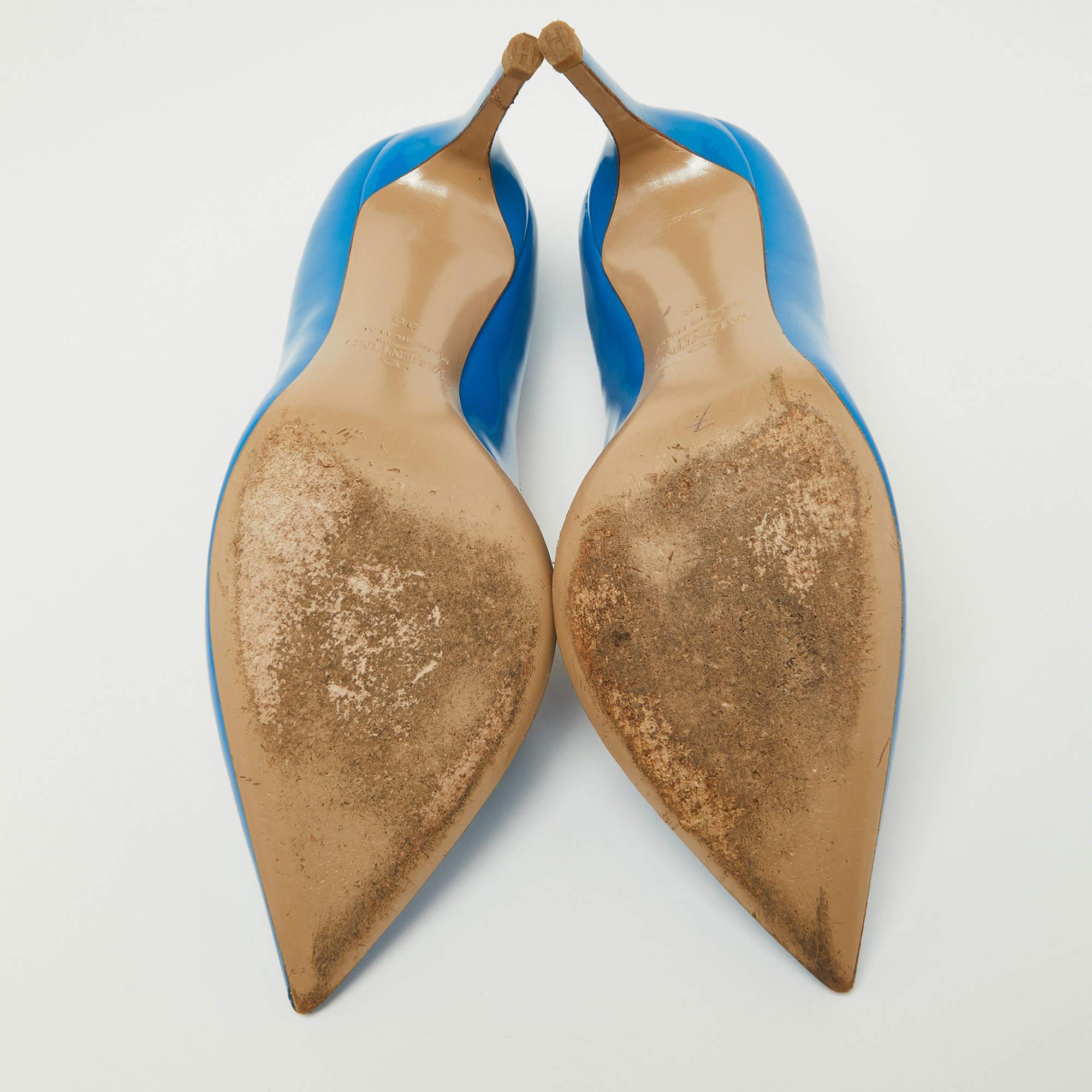 Valentino Blue Patent Leather Pointed Toe Pumps Size 36 2