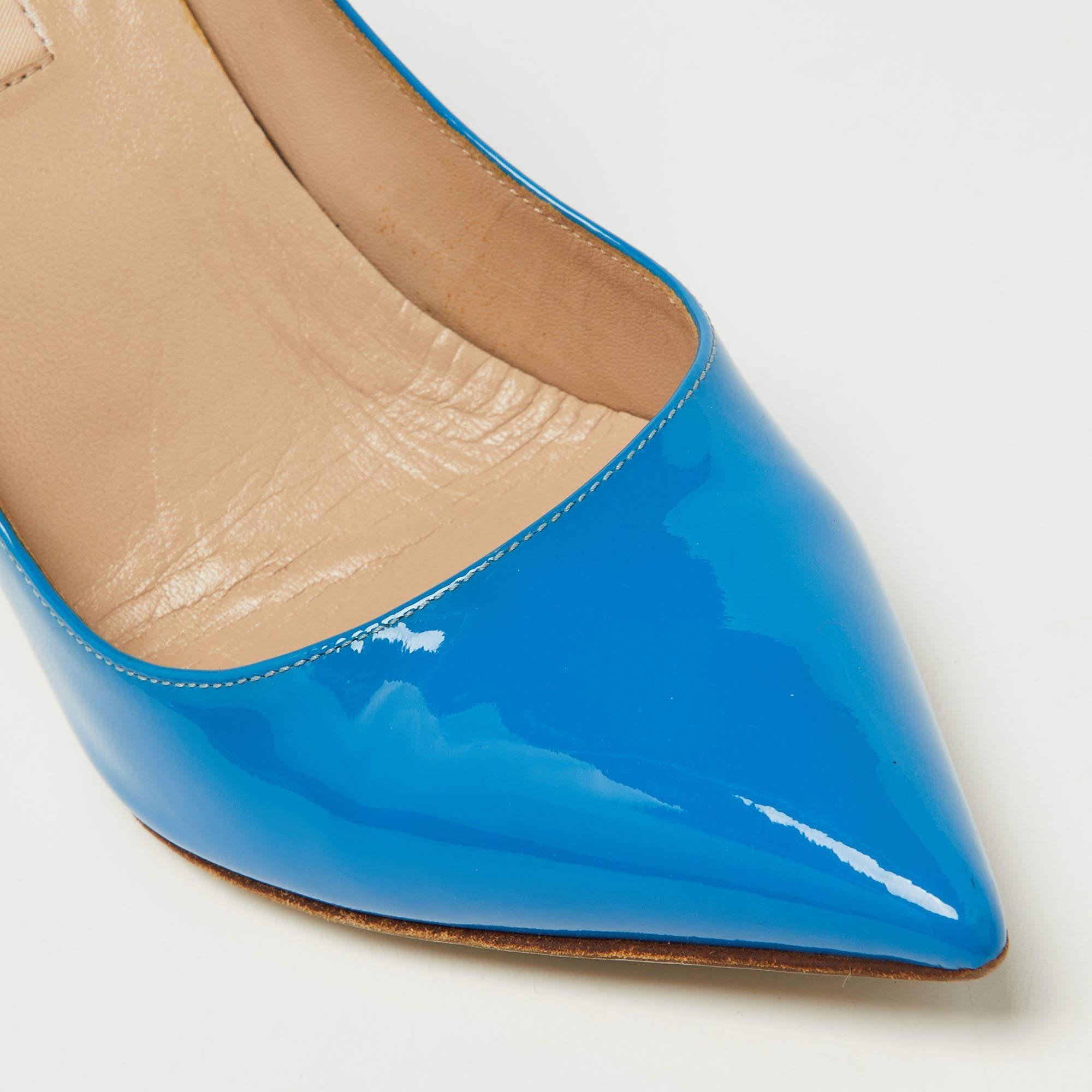 Valentino Blue Patent Leather Pointed Toe Pumps Size 36 3