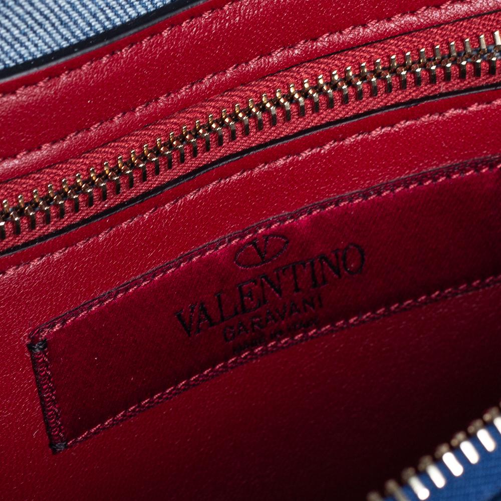 Valentino Blue Quilted Denim Rockstud Spike Belt Bag 5