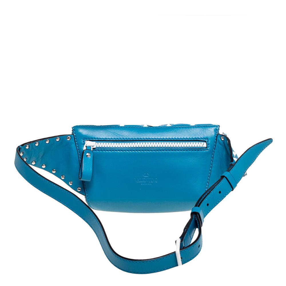 Valentino Blue Quilted Leather Rockstud Belt Bag 7