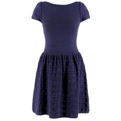 Valentino Valentino Blaues Kleid mit Wellenschliff - Größe S