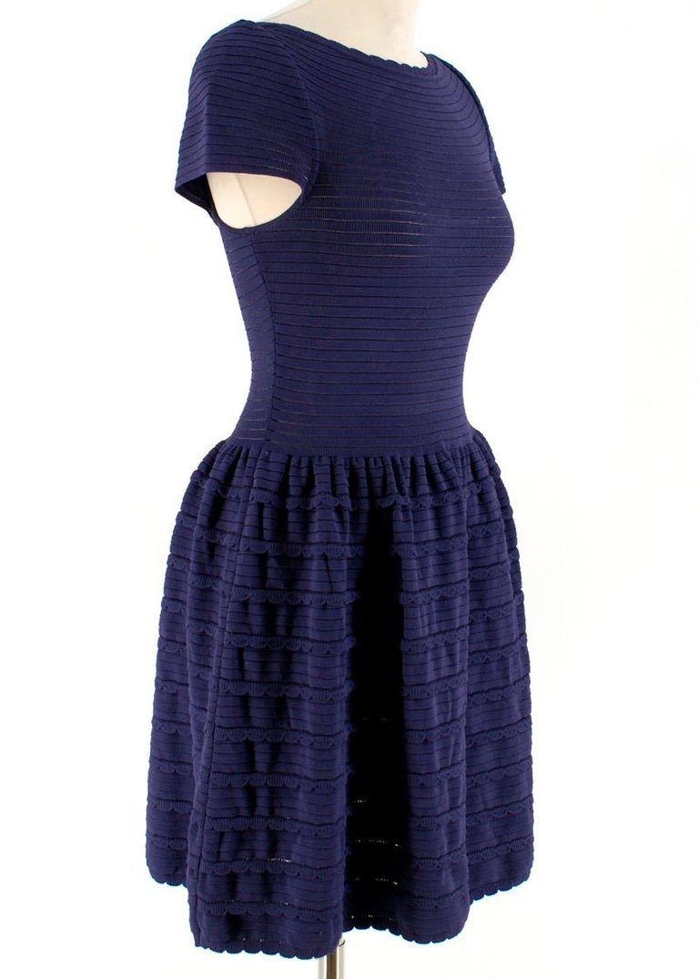 Valentino Blue Scalloped Dress US 6 For Sale at 1stDibs