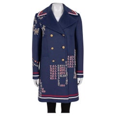 Valentino Blue Sequin Wool Angora Blend Coat - Size Sz.44/L Valentino Blue Sequin Wool Angora Blend Coat - Size Sz.44/L