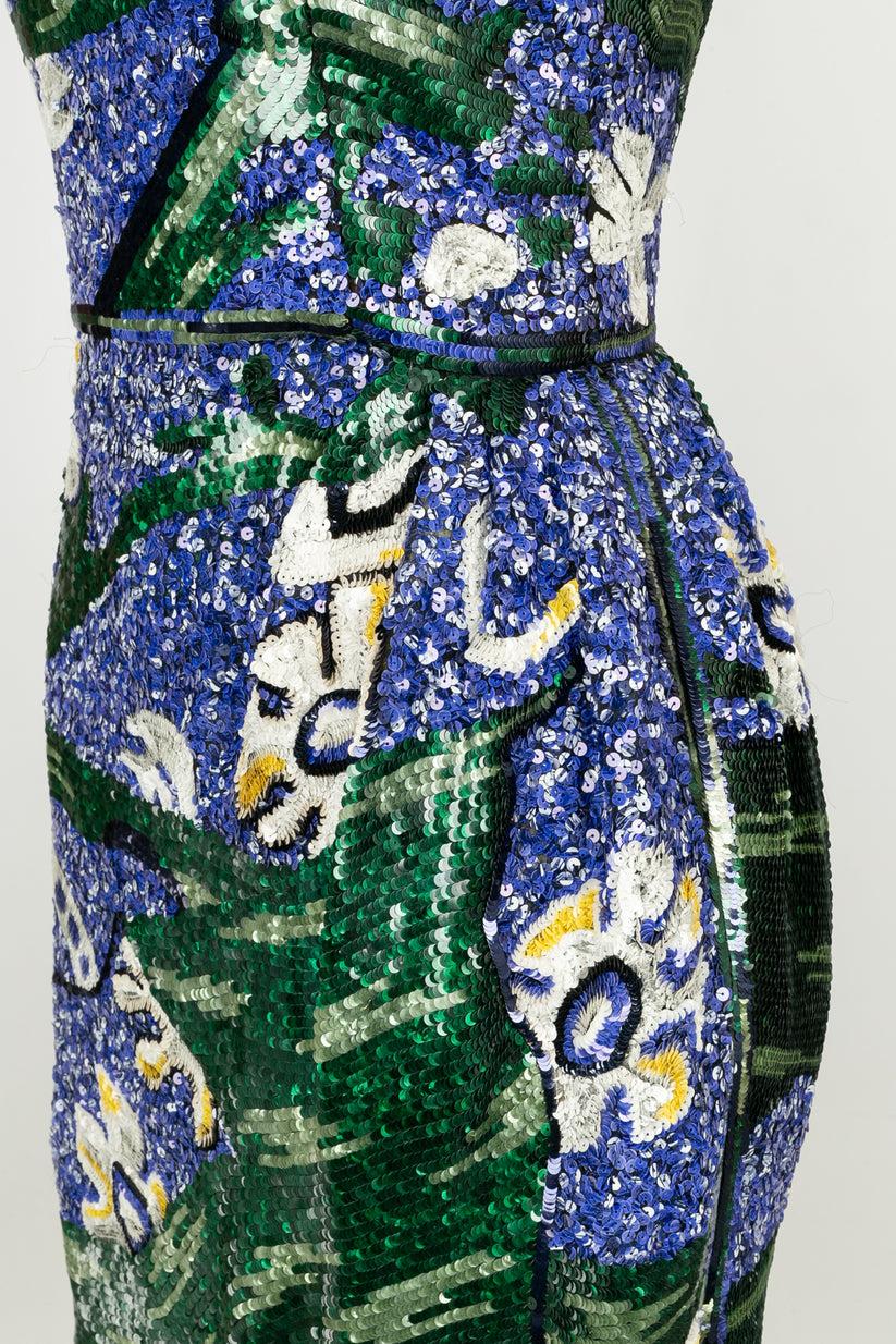 Valentino Blue Short Dress Embroidered with Sequins For Sale 1