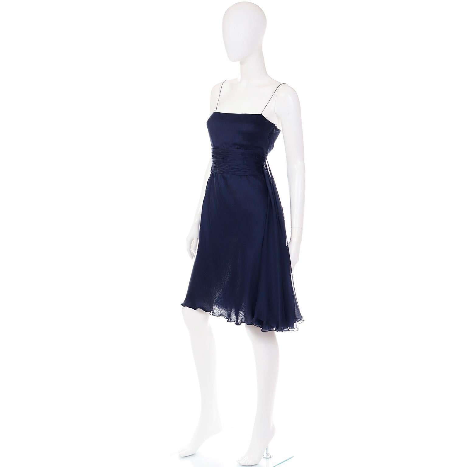 Women's Valentino Blue Silk Chiffon Evening Dress With Fly Away Panel For Sale