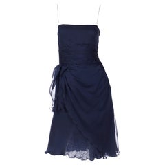 Valentino Blue Silk Chiffon Evening Dress With Fly Away Panel