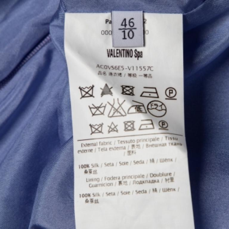  Valentino - Robe midi enveloppante ceinturée à col volanté en soie bleue L Pour femmes 