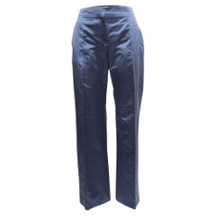 Valentino Blue Silk Straight Leg Pants M