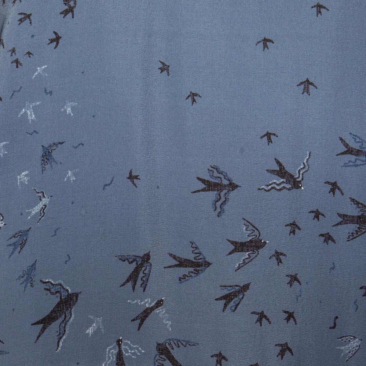 VALENTINO blue silk ZANDRA RHODES BIRD BELL SLEEVE Dress XS In Excellent Condition In Zürich, CH
