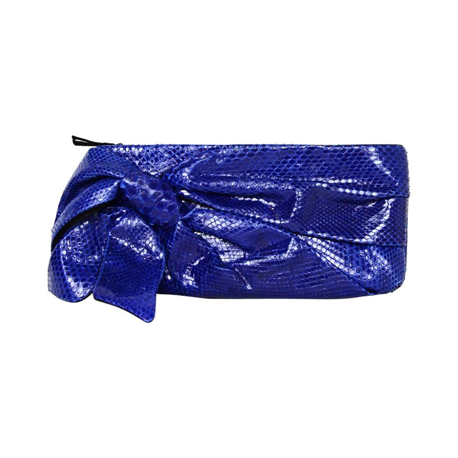 blue snakeskin clutch bag