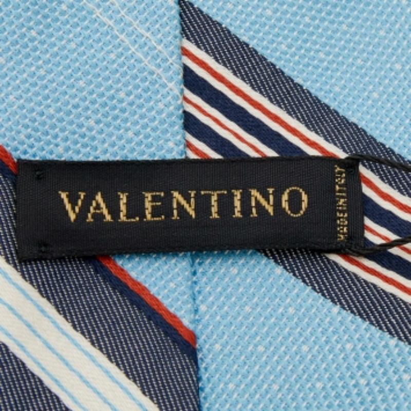 Valentino Blue Striped Cotton Silk Tie In Good Condition For Sale In Dubai, Al Qouz 2