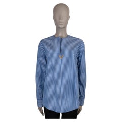 VALENTINO blue white cotton 2024 VLOGO STRIPED POPLIN Shirt 38 XS