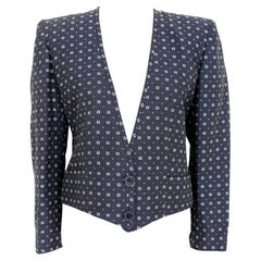 Valentino Blau-weiße Vintage Bolerojacke aus Baumwolle 80er