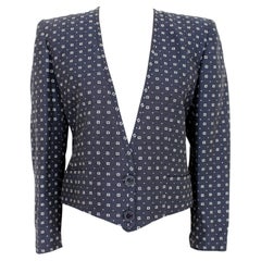 Valentino Blue White Cotton Vintage Bolero Jacket 80s