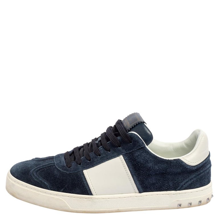 Valentino Blue/White Suede And Leather Flycrew Lace Up Sneakers Size 42 at  1stDibs