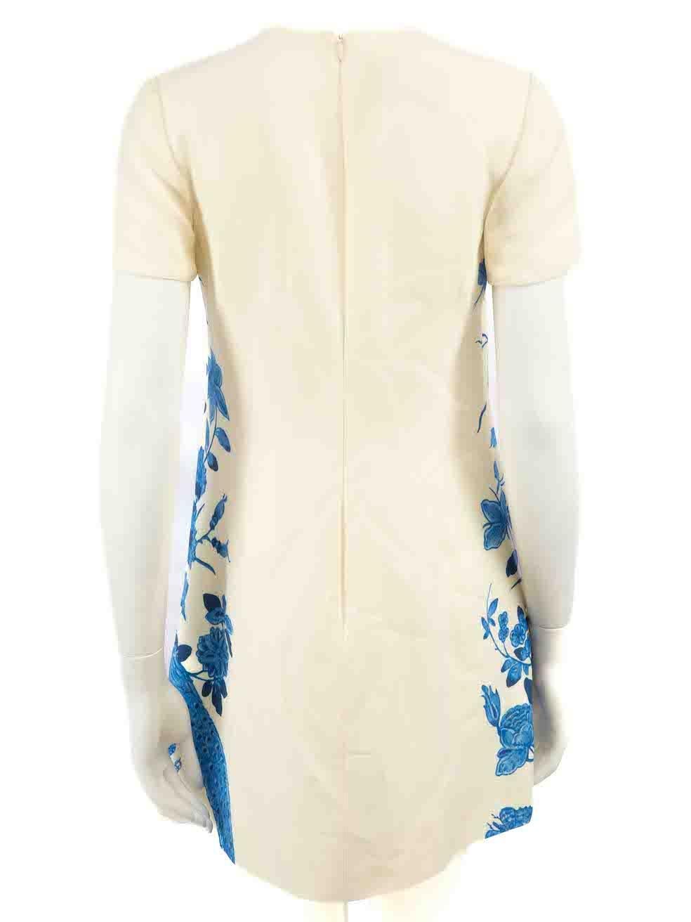 Valentino Blue Wool Bluegrace Bouquet Mini Dress Size S In Good Condition In London, GB