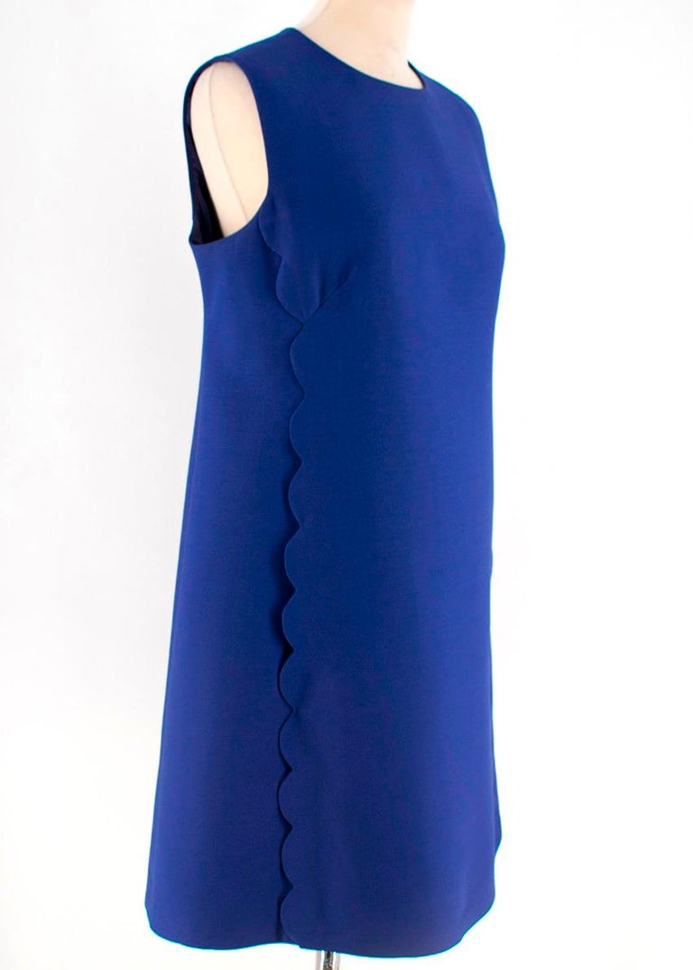 Valentino Blue Wool and Silk Scallop Trim Mini-Dress - Size US 8 For ...