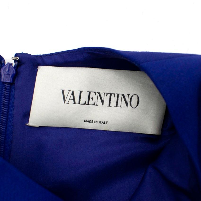 Valentino Blue Wool & Silk Scallop Trim Mini-Dress - Size US 8 In Excellent Condition In London, GB