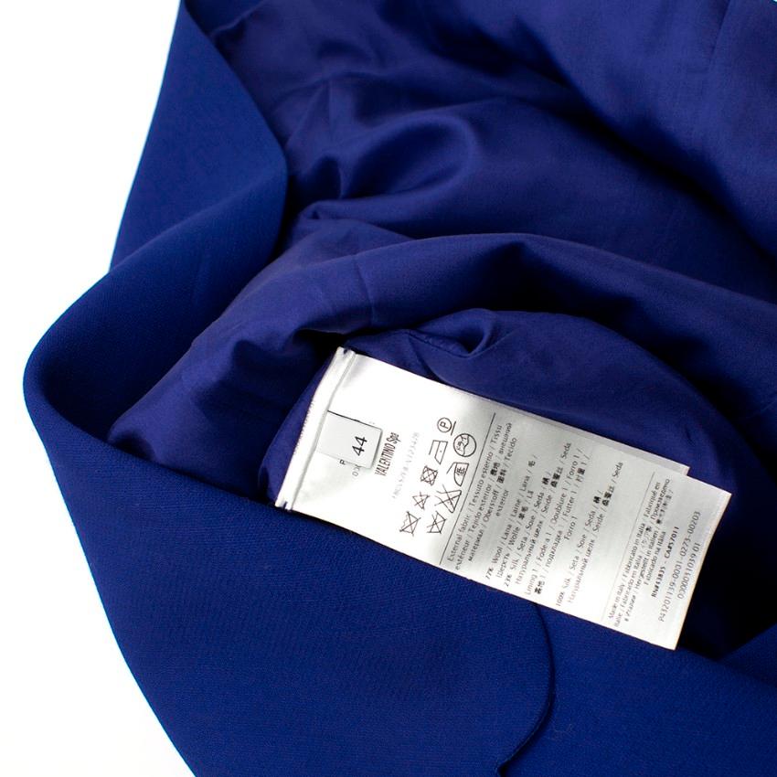 Women's Valentino Blue Wool & Silk Scallop Trim Mini-Dress - Size US 8
