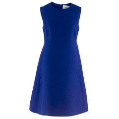 Valentino Blue Wool & Silk Scallop Trim Mini-Dress - Size US 8