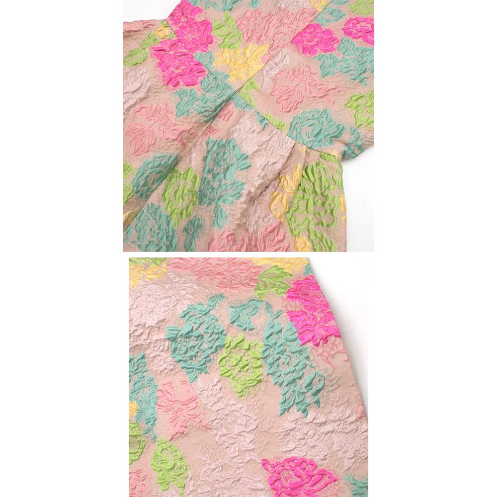 Valentino Blush Multi-Colour Floral Brocade Silk Dress - Size US6 For Sale 5