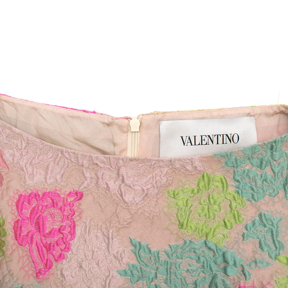 Women's Valentino Blush Multi-Colour Floral Brocade Silk Dress - Size US6 For Sale