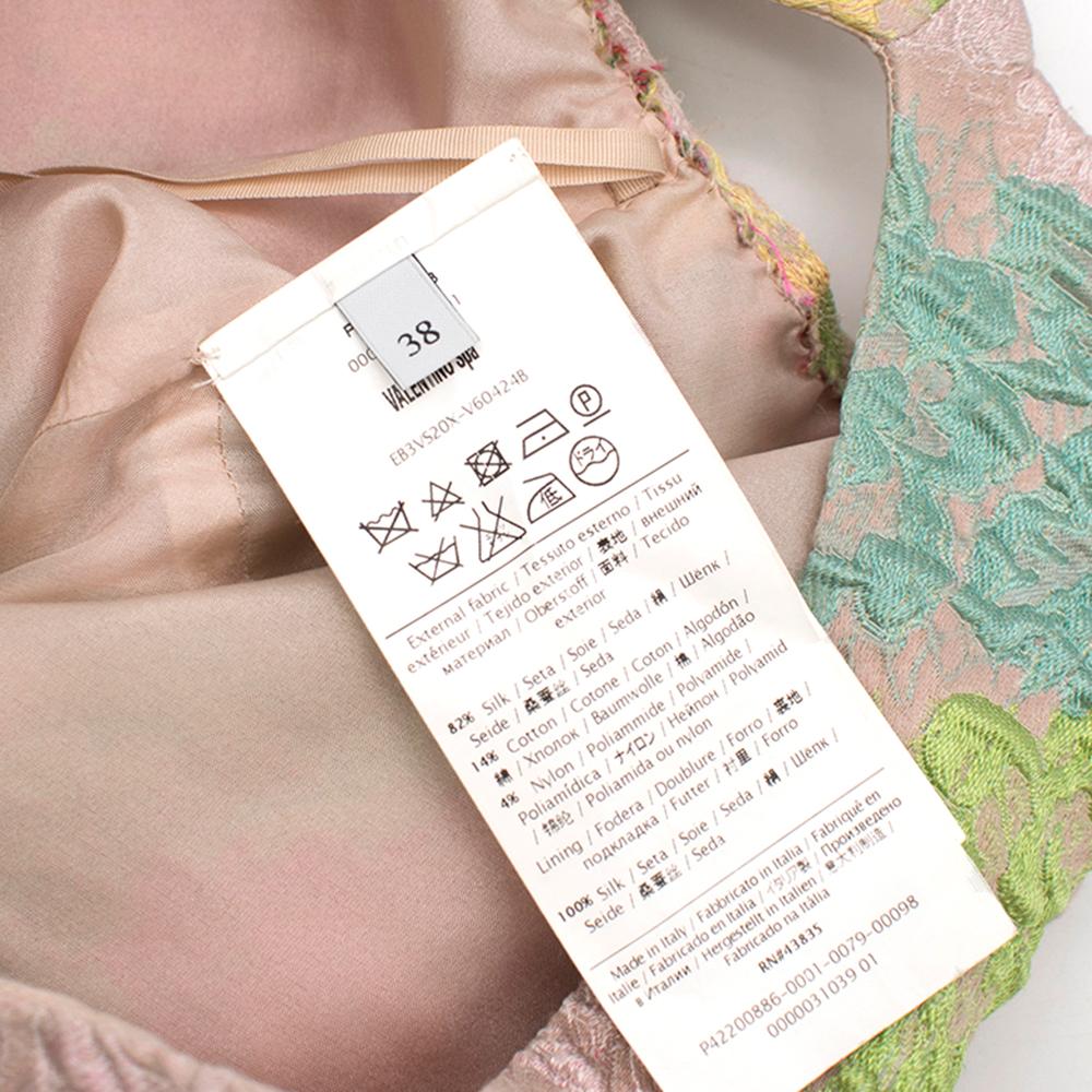 Valentino Blush Multi-Colour Floral Brocade Silk Dress - Size US6 For Sale 2