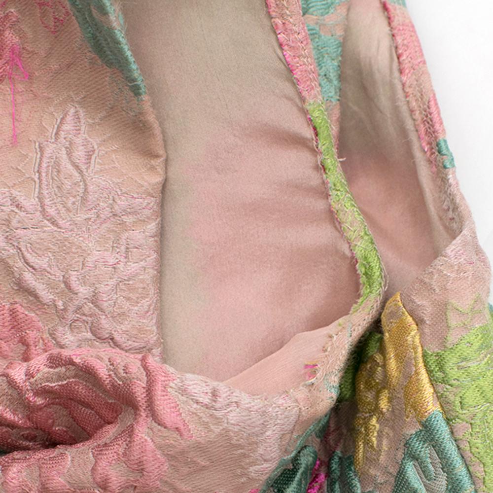 Valentino Blush Multi-Colour Floral Brocade Silk Dress - Size US6 For Sale 3