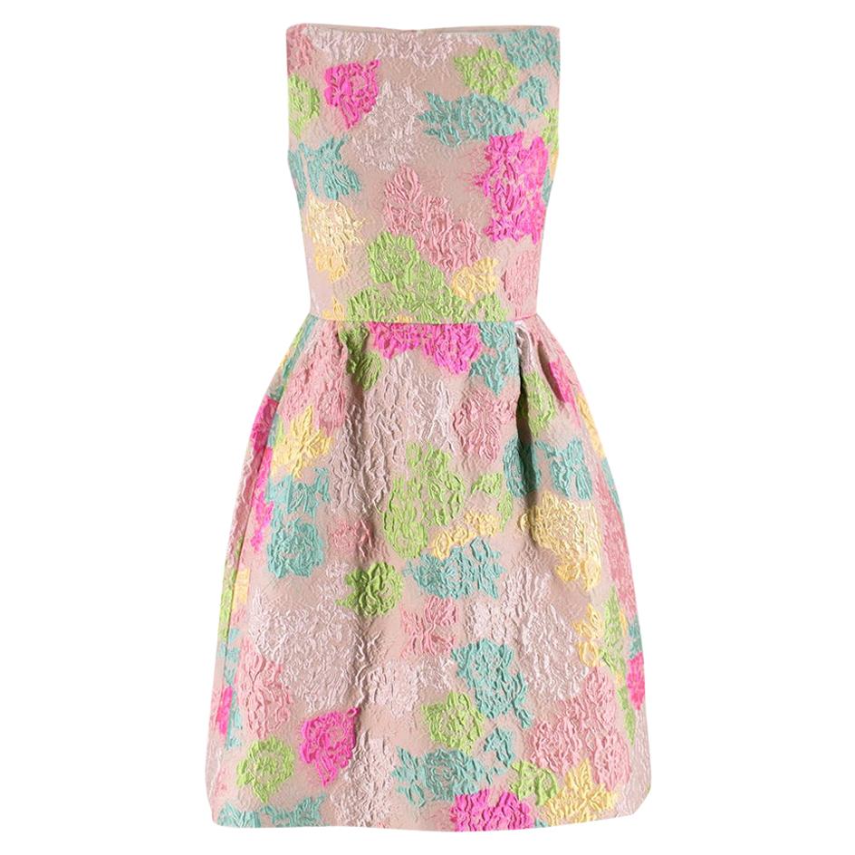 Valentino Blush Multi-Colour Floral Brocade Silk Dress - Size US6 For Sale