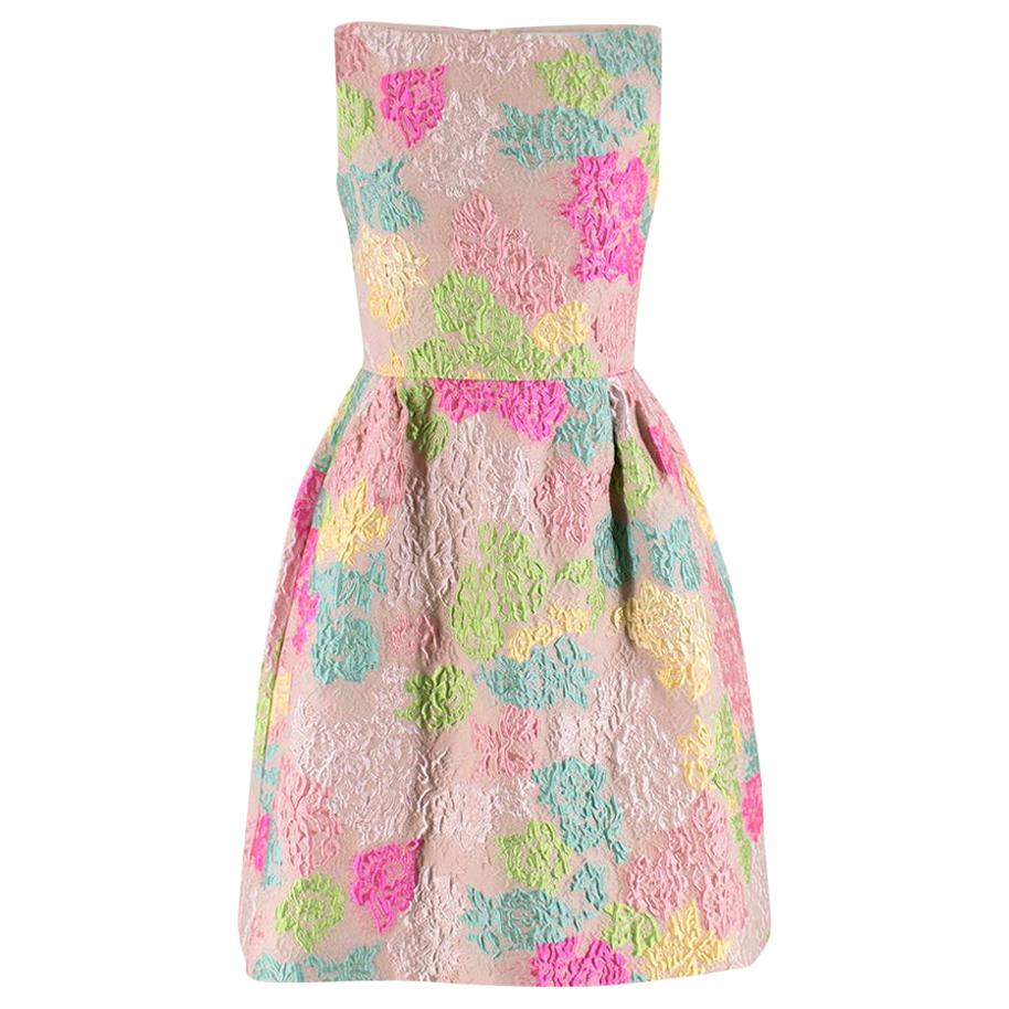 Valentino Blush Multi-Colour Floral Brocade Silk Dress SIZE - Size US 6