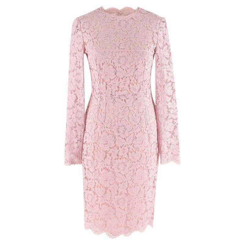 Valentino Blush Pink Corded Lace Fitted Dress For Sale at 1stDibs | valentino  pink lace dress