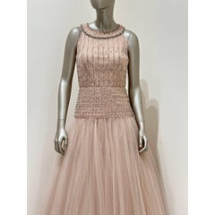 Valentino Blush Pink Embellished Tulle Gown IT 40 Sleeveless Dress