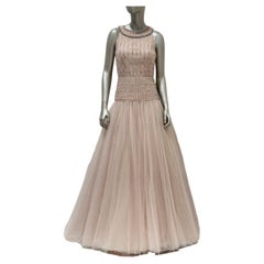 Valentino Blush Pink Embellished Tulle Gown IT 40 Sleeveless Dress
