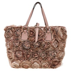 Valentino Fourre-tout Rosier en organza et cuir rose poudré
