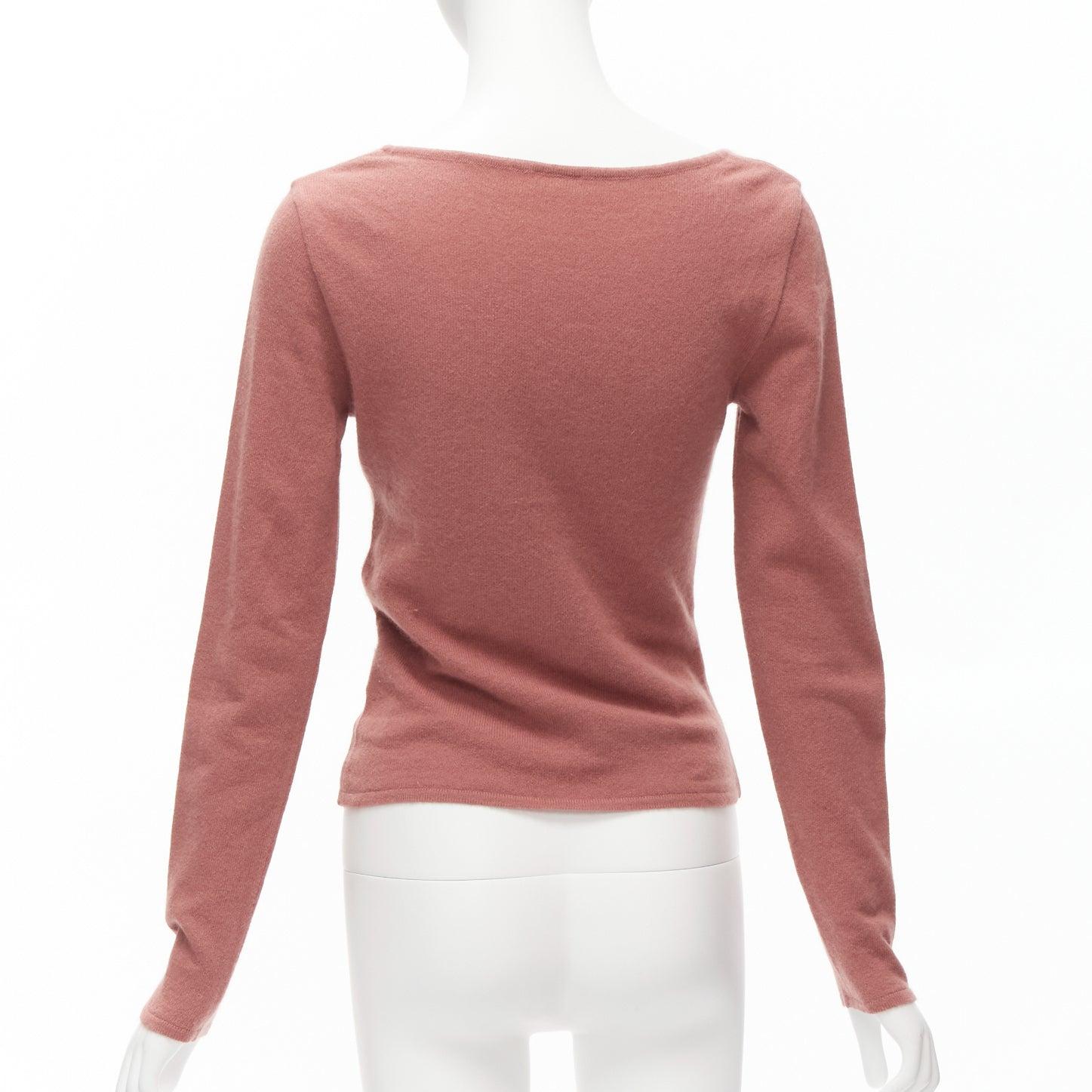VALENTINO blush pink virgin wool blend twist front sweater top IT42 M For Sale 1