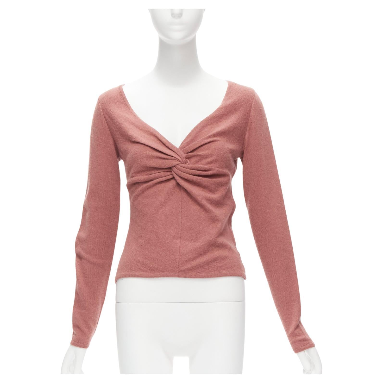 VALENTINO blush pink virgin wool blend twist front sweater top IT42 M For Sale