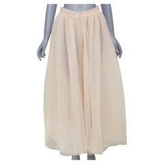 VALENTINO Blush Pleated Layered Mesh Tulle black embroidered midi skirt IT40 S