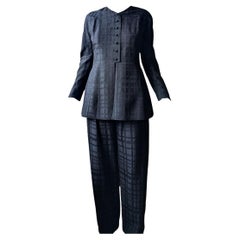 Valentino Boutique 1980s Black Pant Suit - "Power Suit" Silhouette