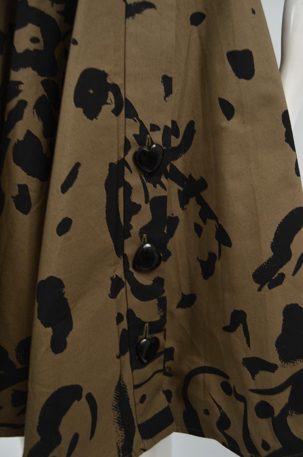 Valentino Boutique 1980s Vintage Brown & Black Abstract Print Circle Dress  3