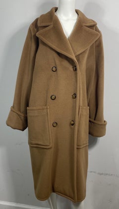 Valentino Boutique 1990’s Double Breasted Tan Cashmere Oversized Coat - Size 10