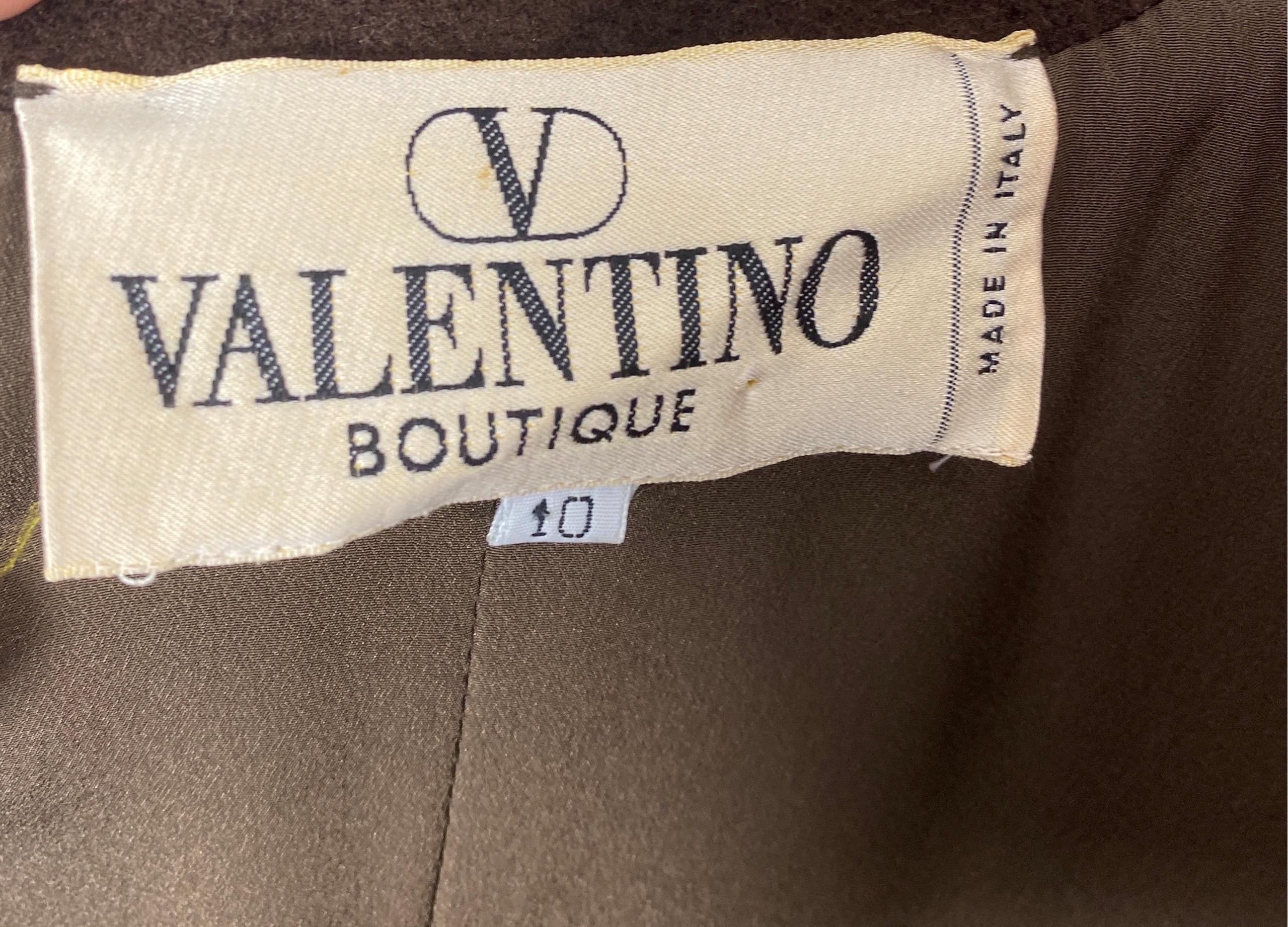 Valentino Boutique 1990's Vintage Brown Wolle langer Mantel - Größe 10 im Angebot 8