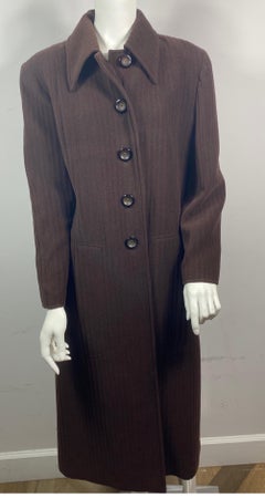 Valentino Boutique 1990’s Vintage Brown Wool Long Coat - Size 10