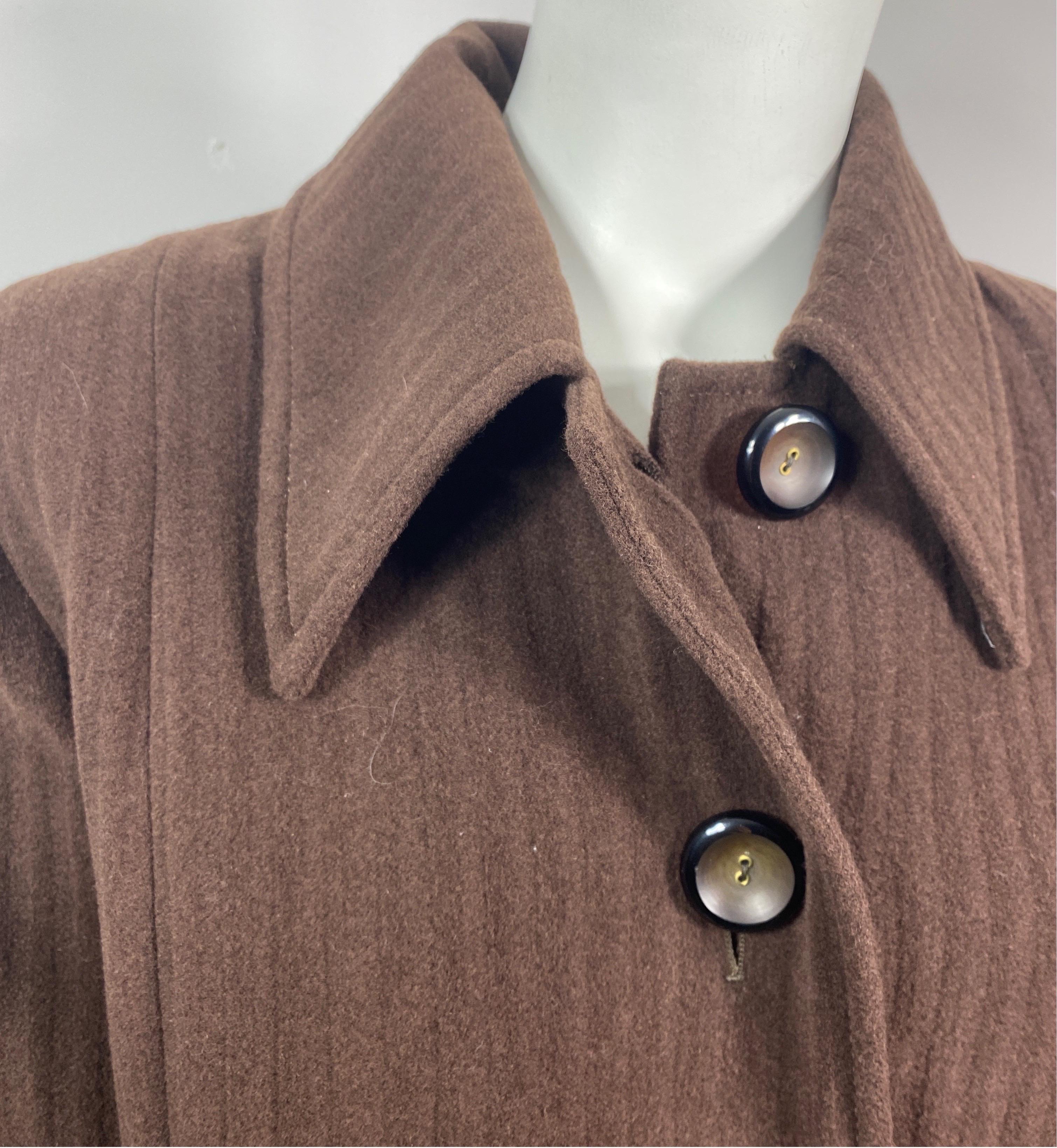 Valentino Boutique 1990's Vintage Brown Wolle langer Mantel - Größe 10 für Damen oder Herren im Angebot